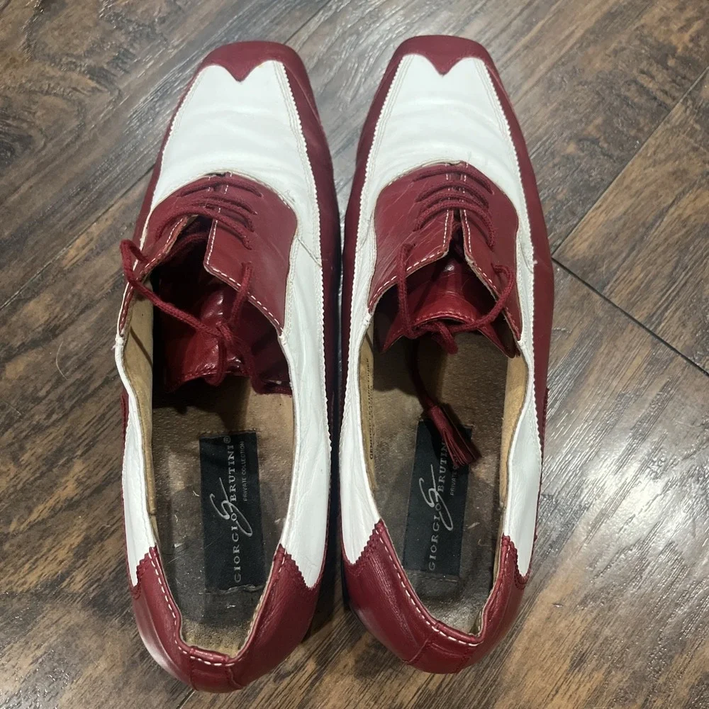 Giorgio Brutini Men's Spectator Wingtip Shoes Red White Leather Oxford Sz 11